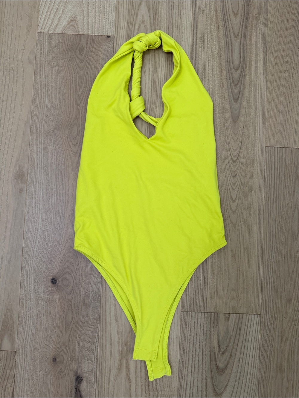 Zara Neon Yellow Halter Knot One-Piece